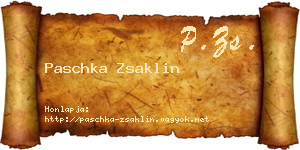 Paschka Zsaklin névjegykártya